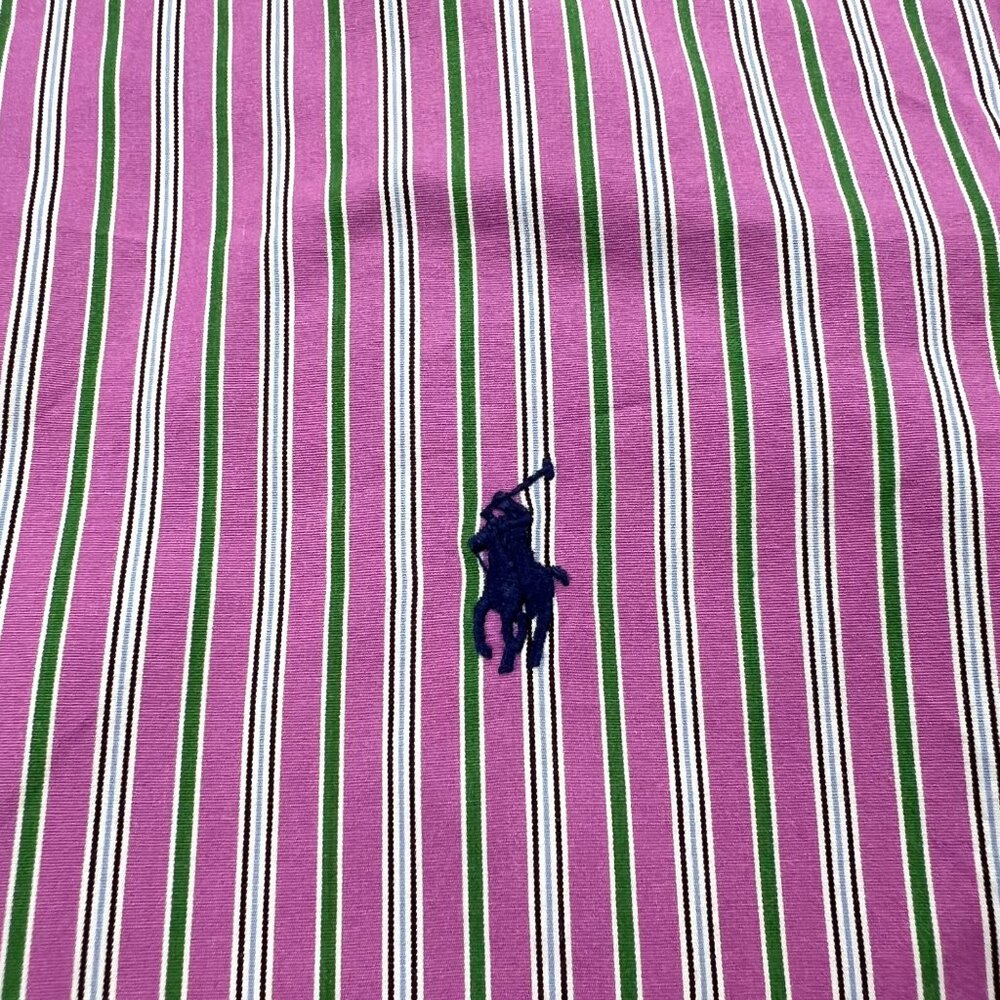 Ralph Lauren Mens 120s Poplin Striped Button-Down Shirt XXL Long Sleeve Pony - Picture 3 of 9